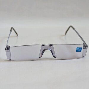 NWT Vintage 90's Small Rectangle Rimless Half Frame Reading Glasses (Gray)